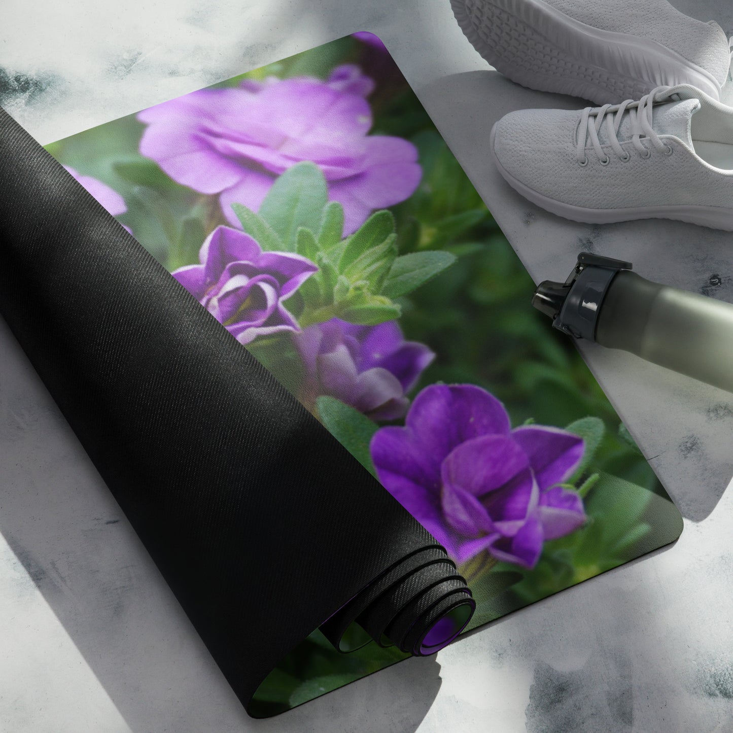 Purple Petunias Yoga mat