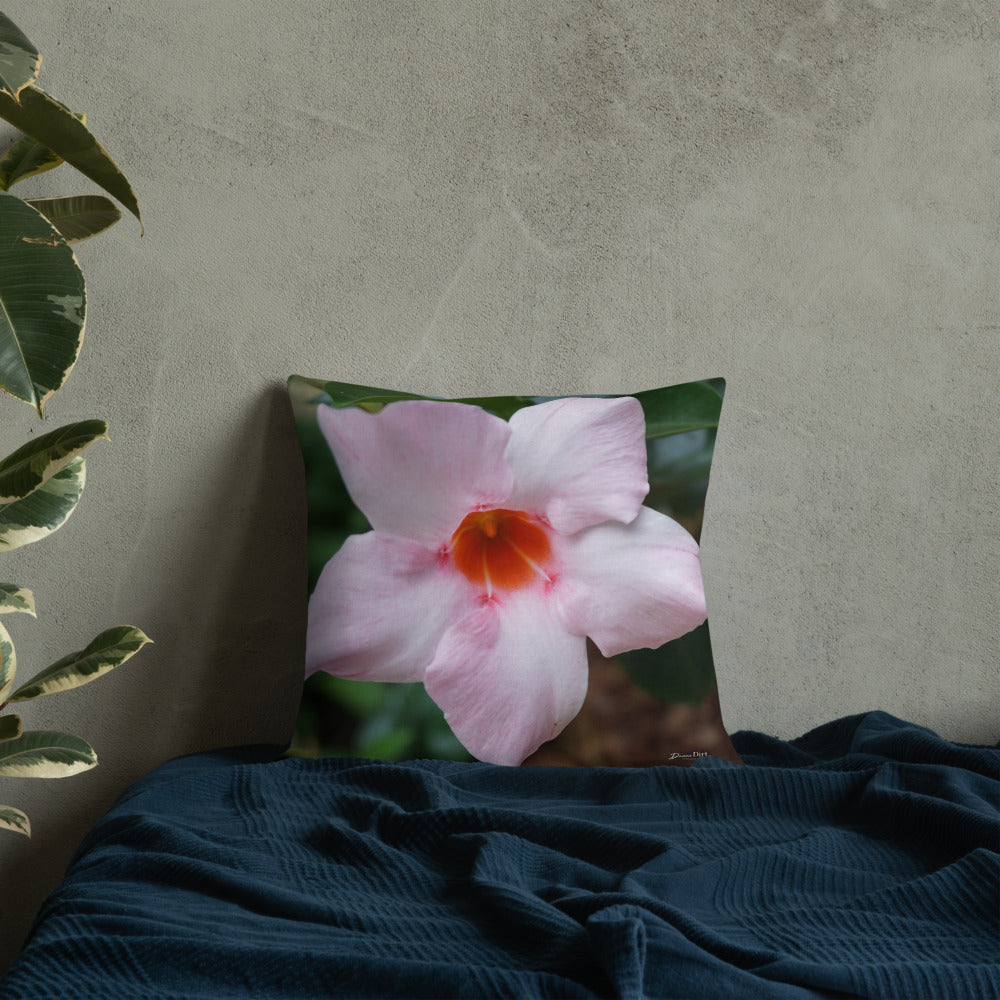 Pink Mandevilla Premium Pillow with Pink Back