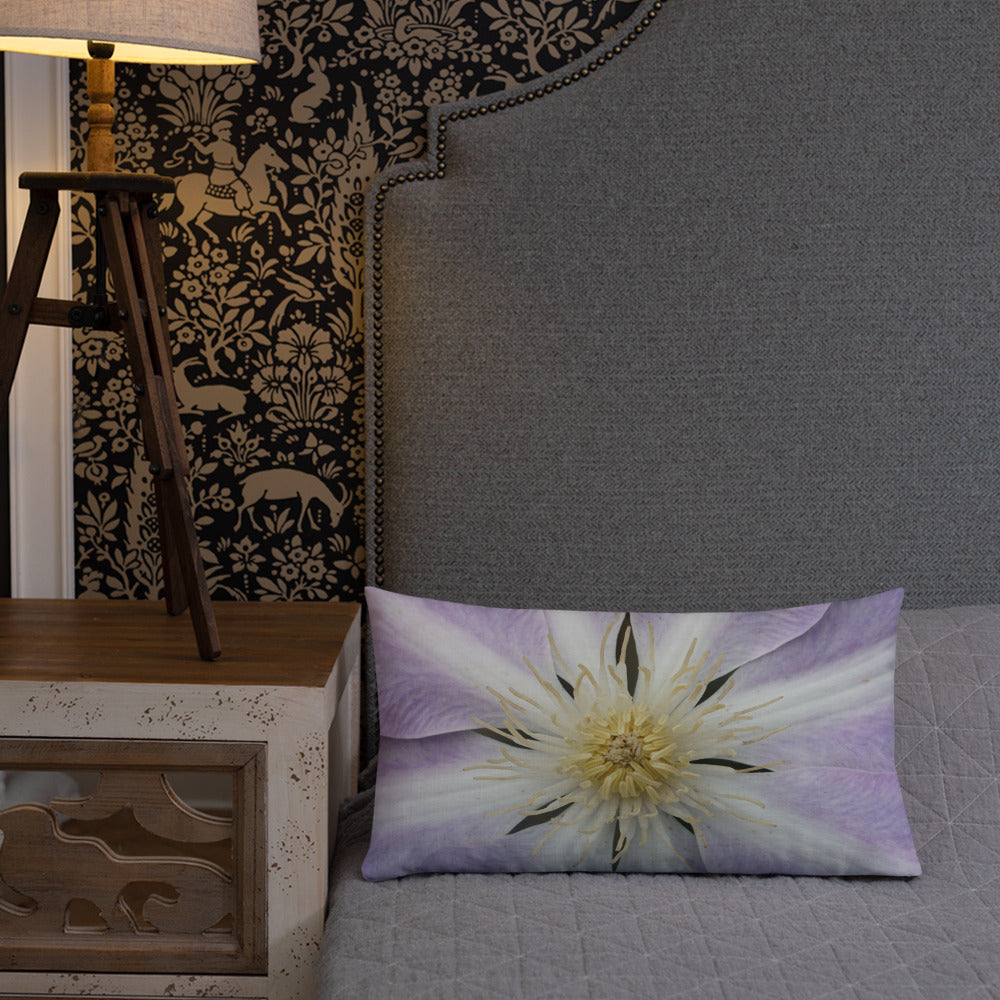 Purple Clematis Premium Pillow with Light Purple Back