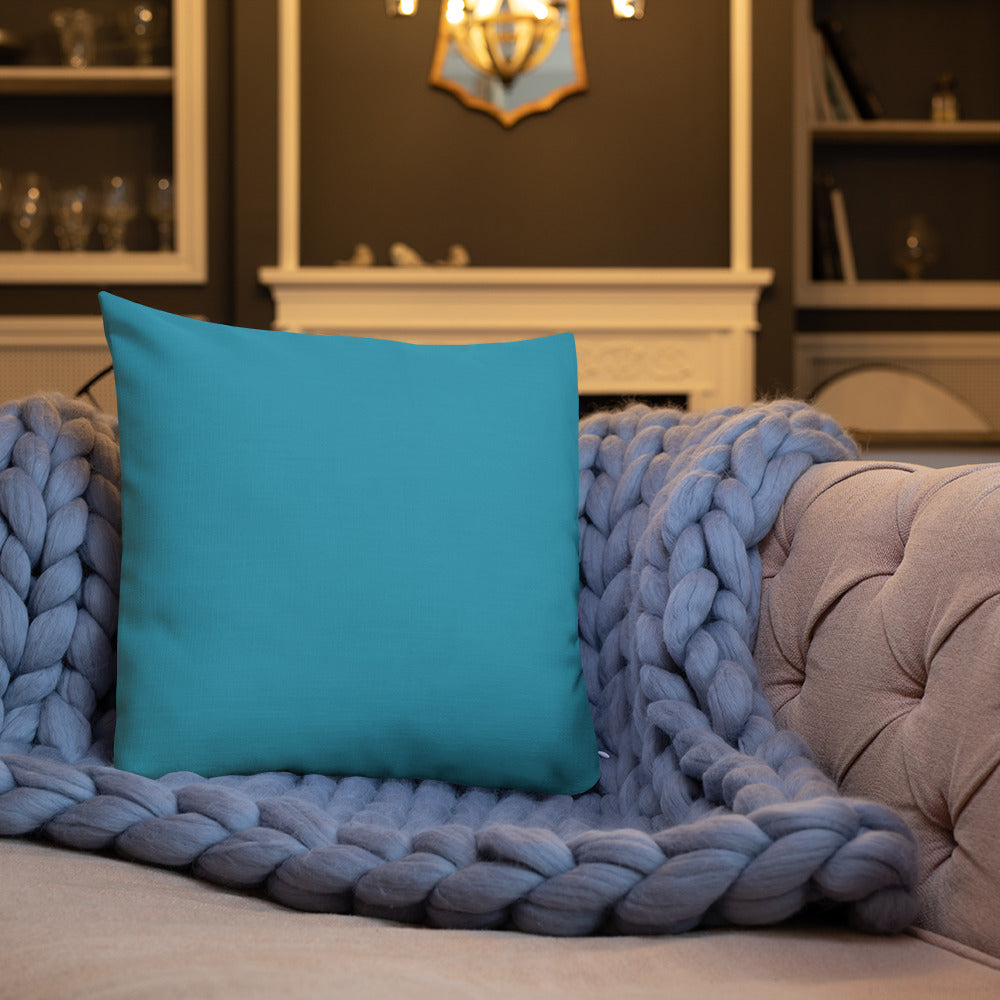 Yellow Kalanchoe Premium Pillow-Teal Back