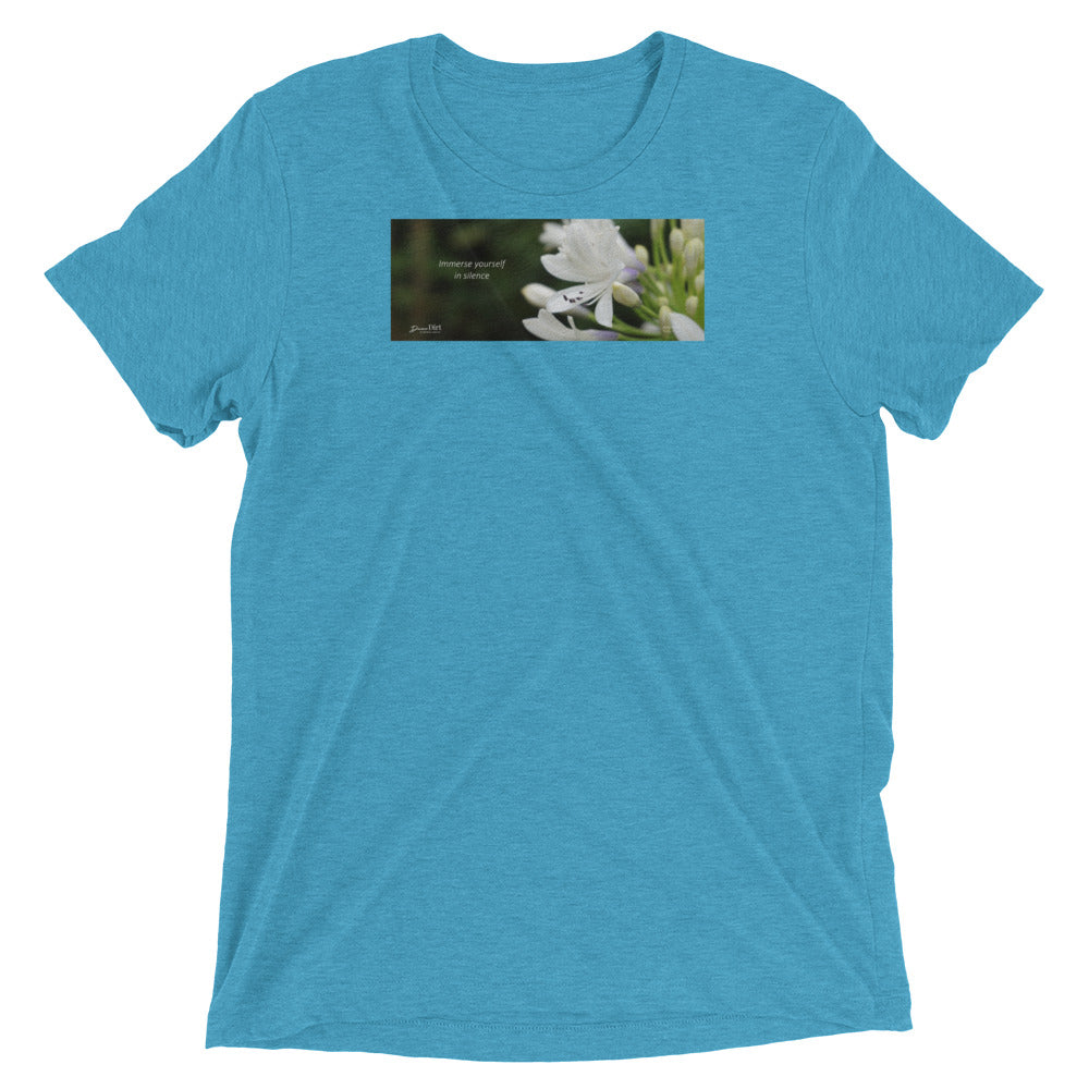 Agapanthus-Indigo Frost. “Immerse yourself in silence”. Short sleeve t-shirt
