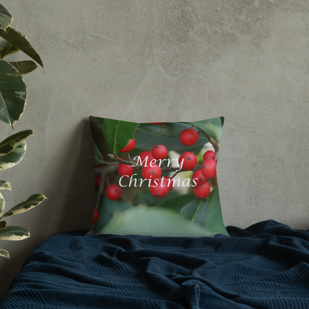 Merry Christmas Premium Pillow with Red Back