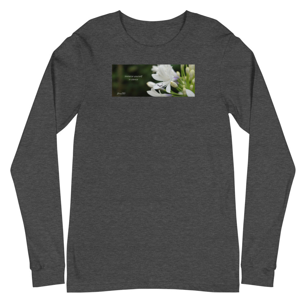Agapanthus-Indigo Frost. “Immerse yourself in silence”. Unisex Long Sleeve Tee