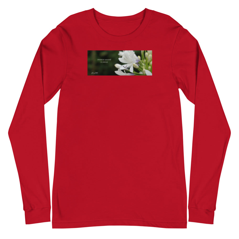 Agapanthus-Indigo Frost. “Immerse yourself in silence”. Unisex Long Sleeve Tee