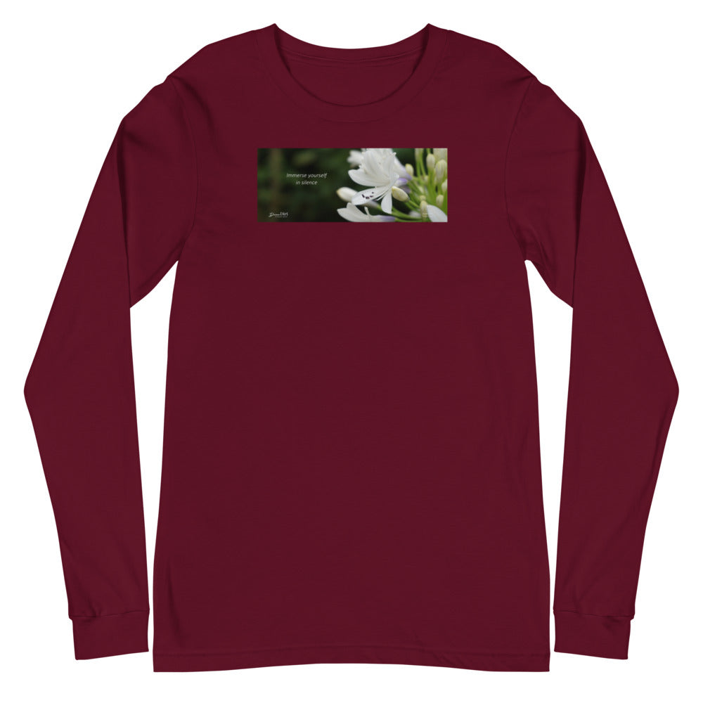 Agapanthus-Indigo Frost. “Immerse yourself in silence”. Unisex Long Sleeve Tee