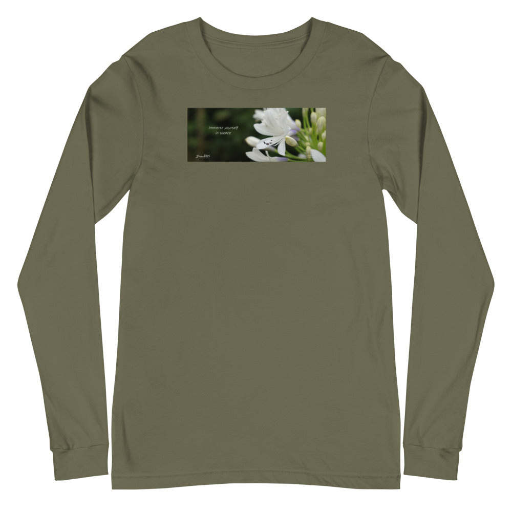 Agapanthus-Indigo Frost. “Immerse yourself in silence”. Unisex Long Sleeve Tee
