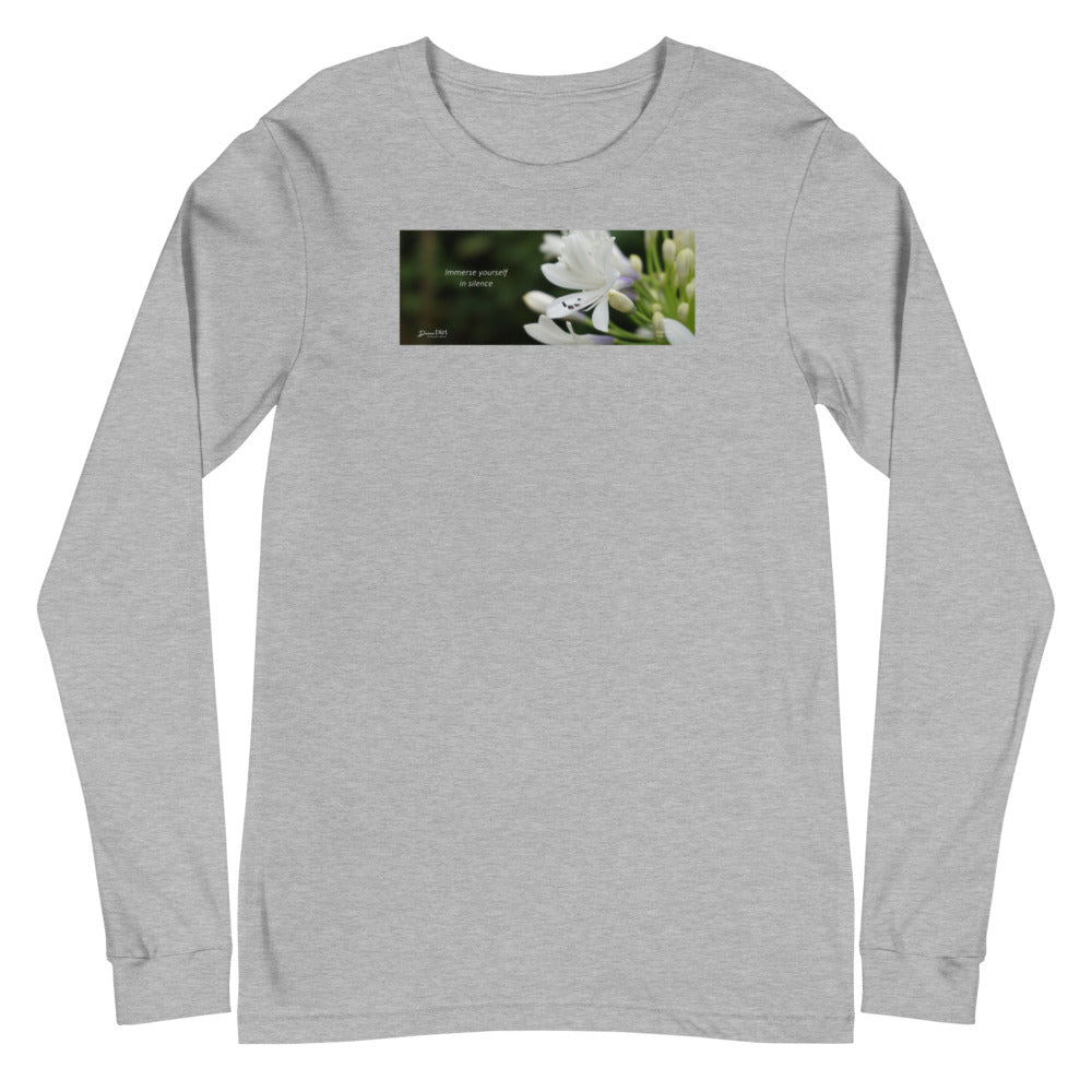 Agapanthus-Indigo Frost. “Immerse yourself in silence”. Unisex Long Sleeve Tee