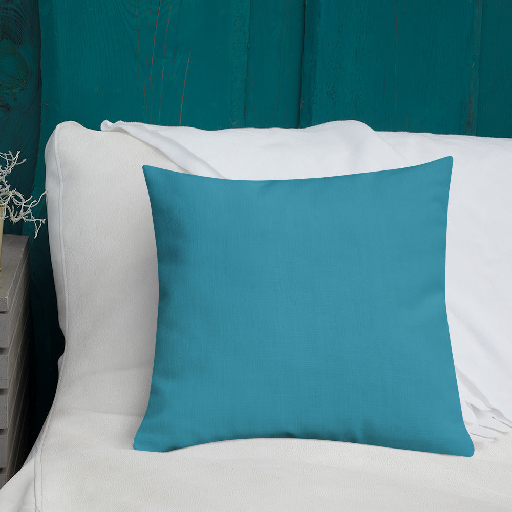 Yellow Kalanchoe Premium Pillow-Teal Back