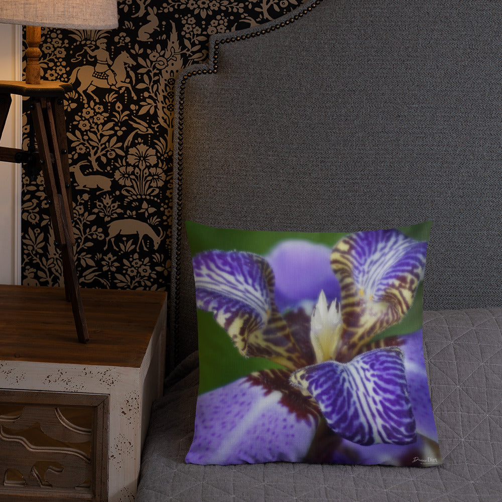 Purple Brazilian Iris Premium Pillow with White Back