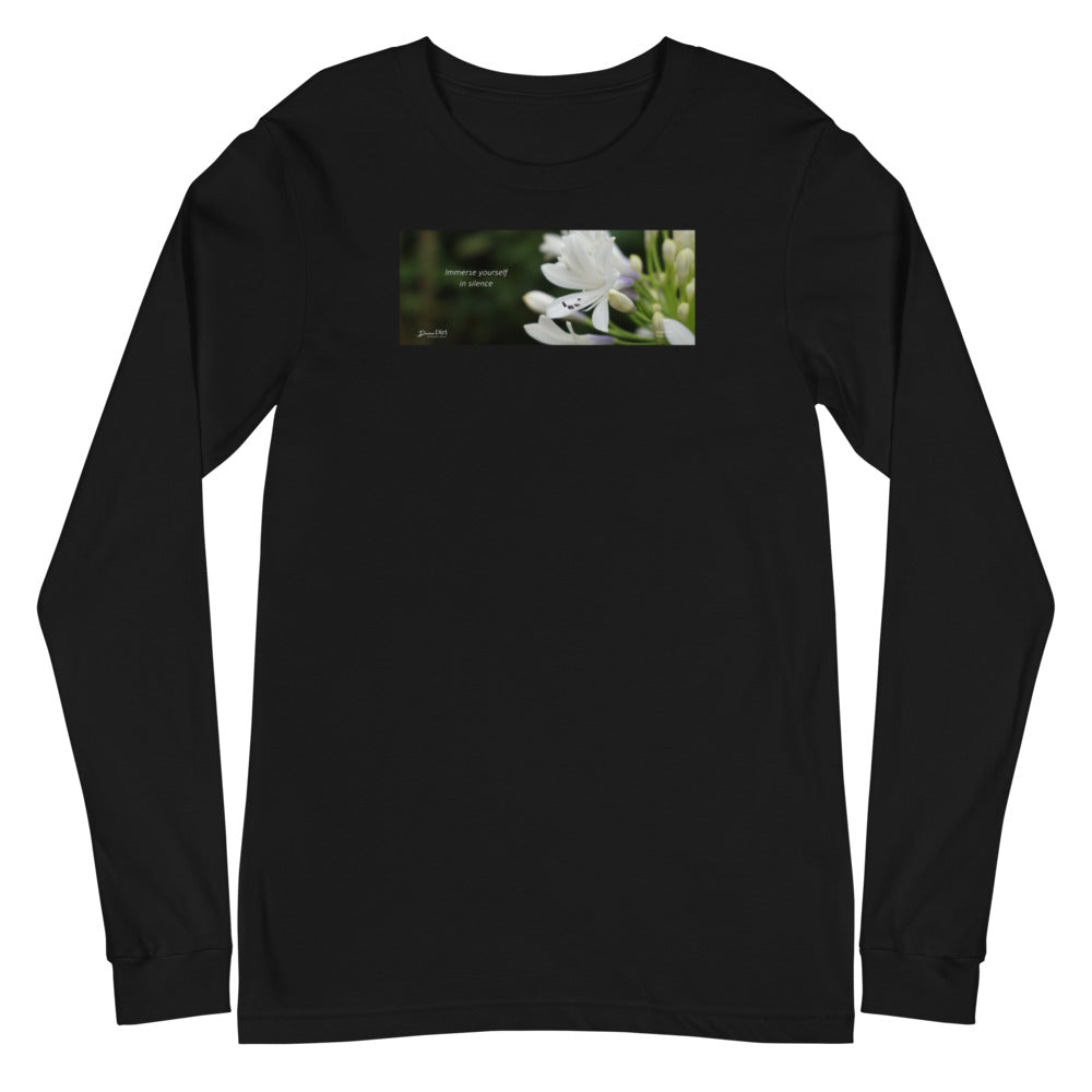 Agapanthus-Indigo Frost. “Immerse yourself in silence”. Unisex Long Sleeve Tee