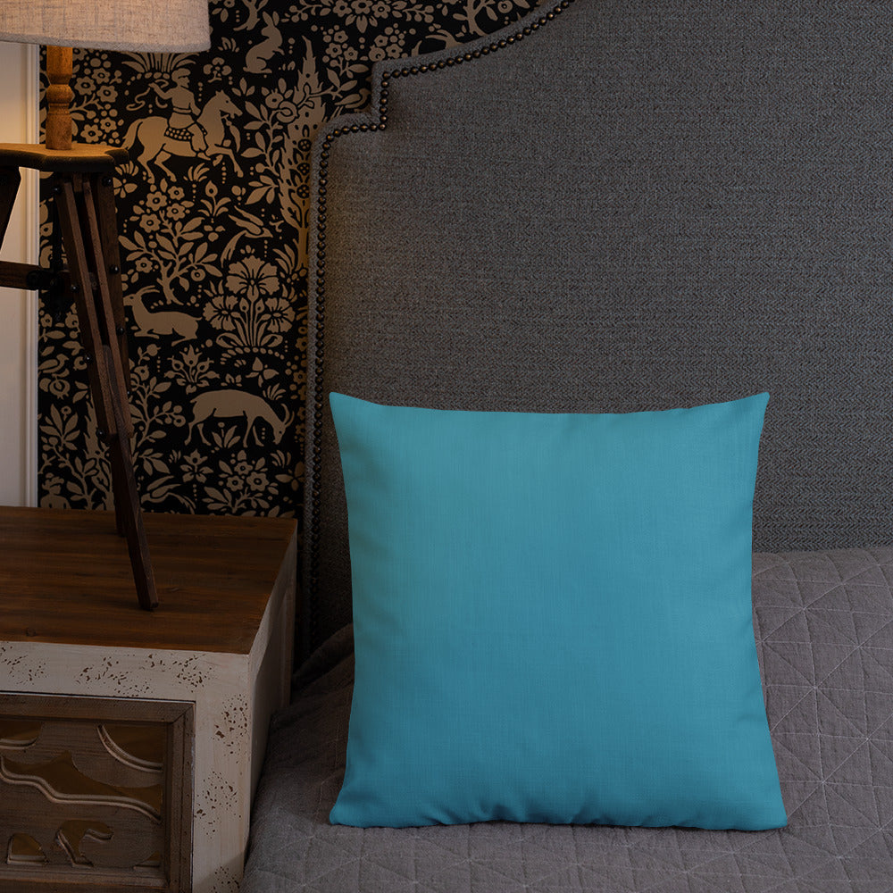 Yellow Kalanchoe Premium Pillow-Teal Back