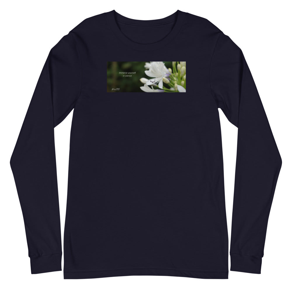 Agapanthus-Indigo Frost. “Immerse yourself in silence”. Unisex Long Sleeve Tee