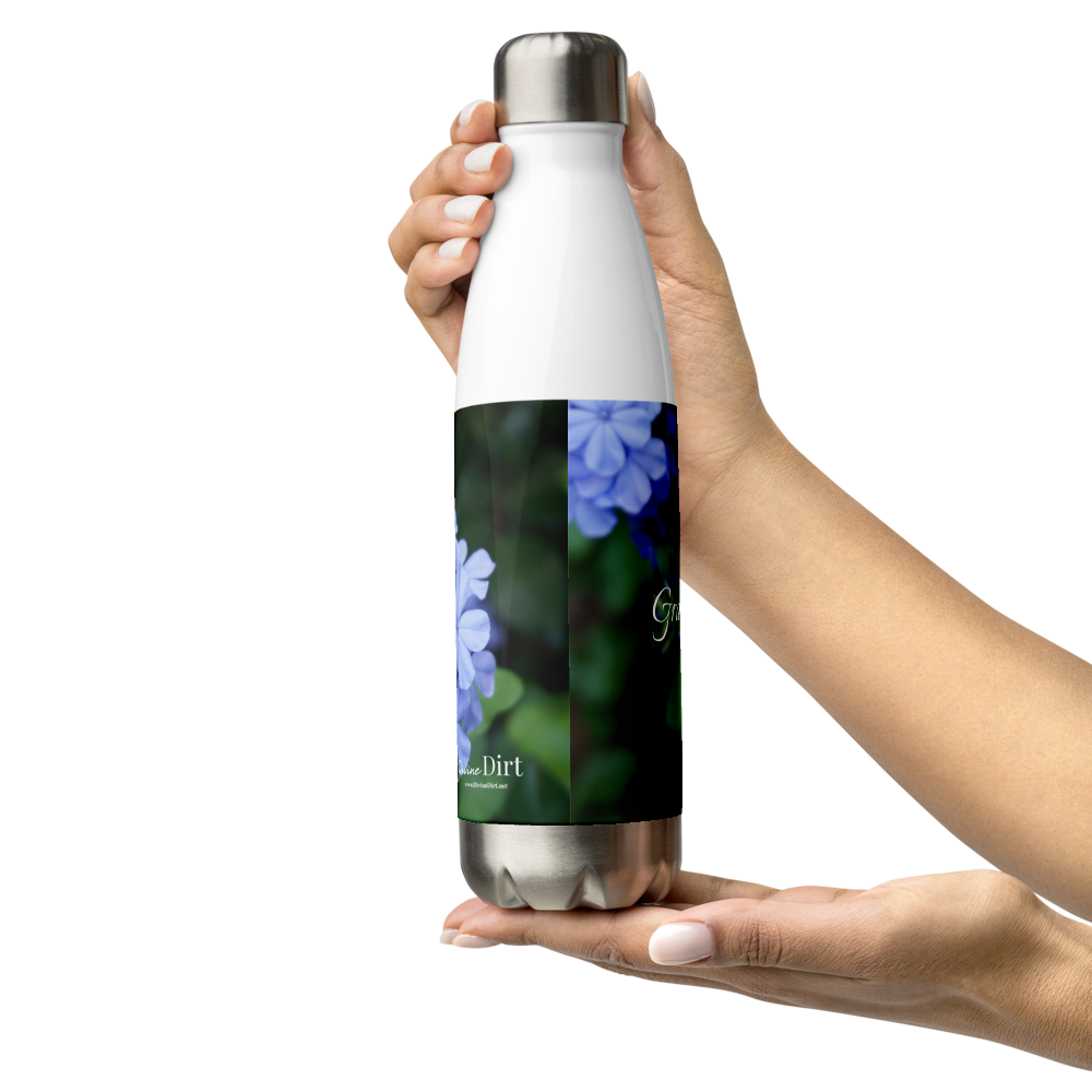 Blue Plumbago 'Grateful' Stainless Steel Water Bottle