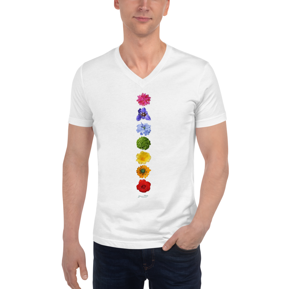 Energy Centers_Chakras_Unisex Short Sleeve V-Neck T-Shirt_White