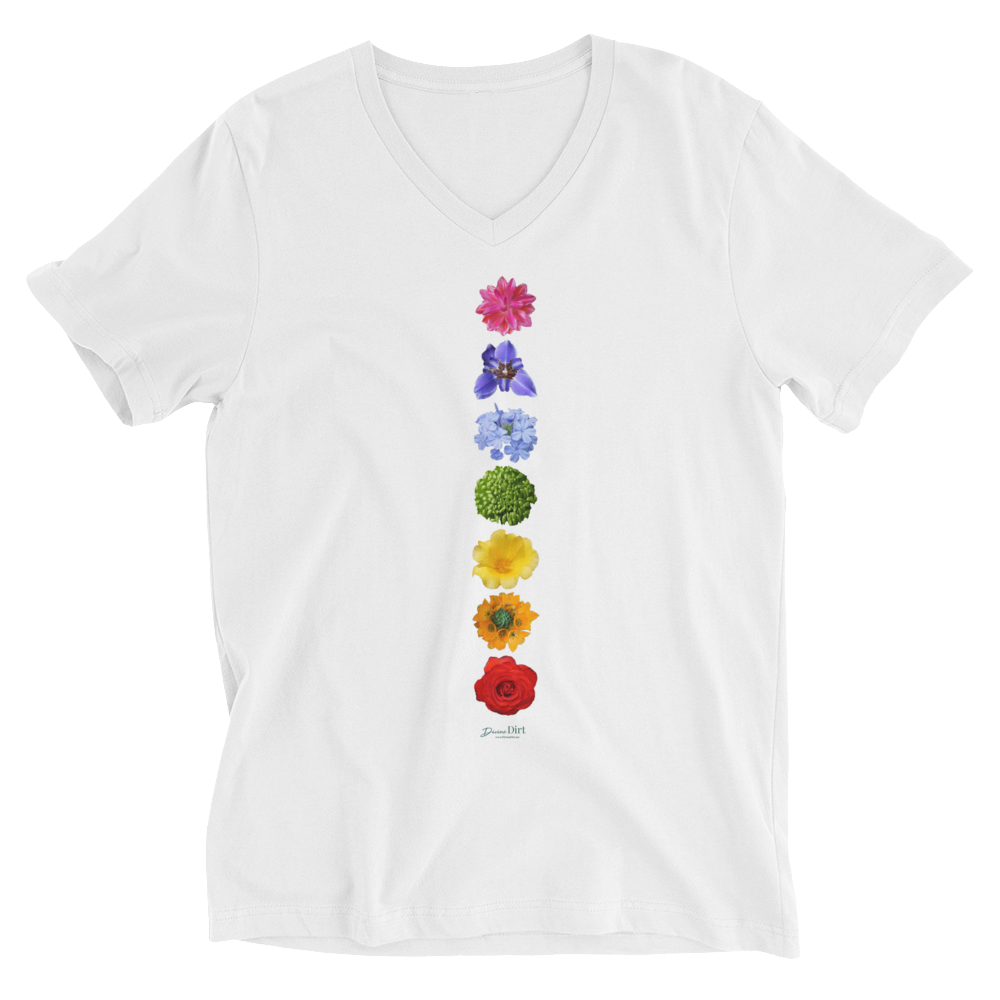 Energy Centers_Chakras_Unisex Short Sleeve V-Neck T-Shirt_White