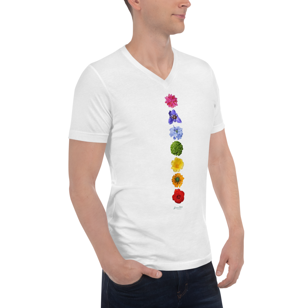 Energy Centers_Chakras_Unisex Short Sleeve V-Neck T-Shirt_White