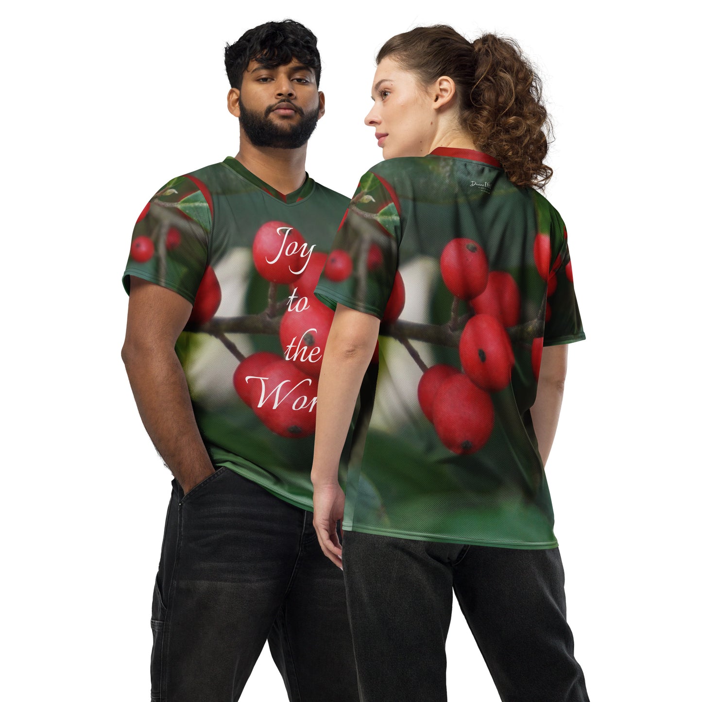 Joy to the World_Holly Berries_Recycled unisex sports jersey