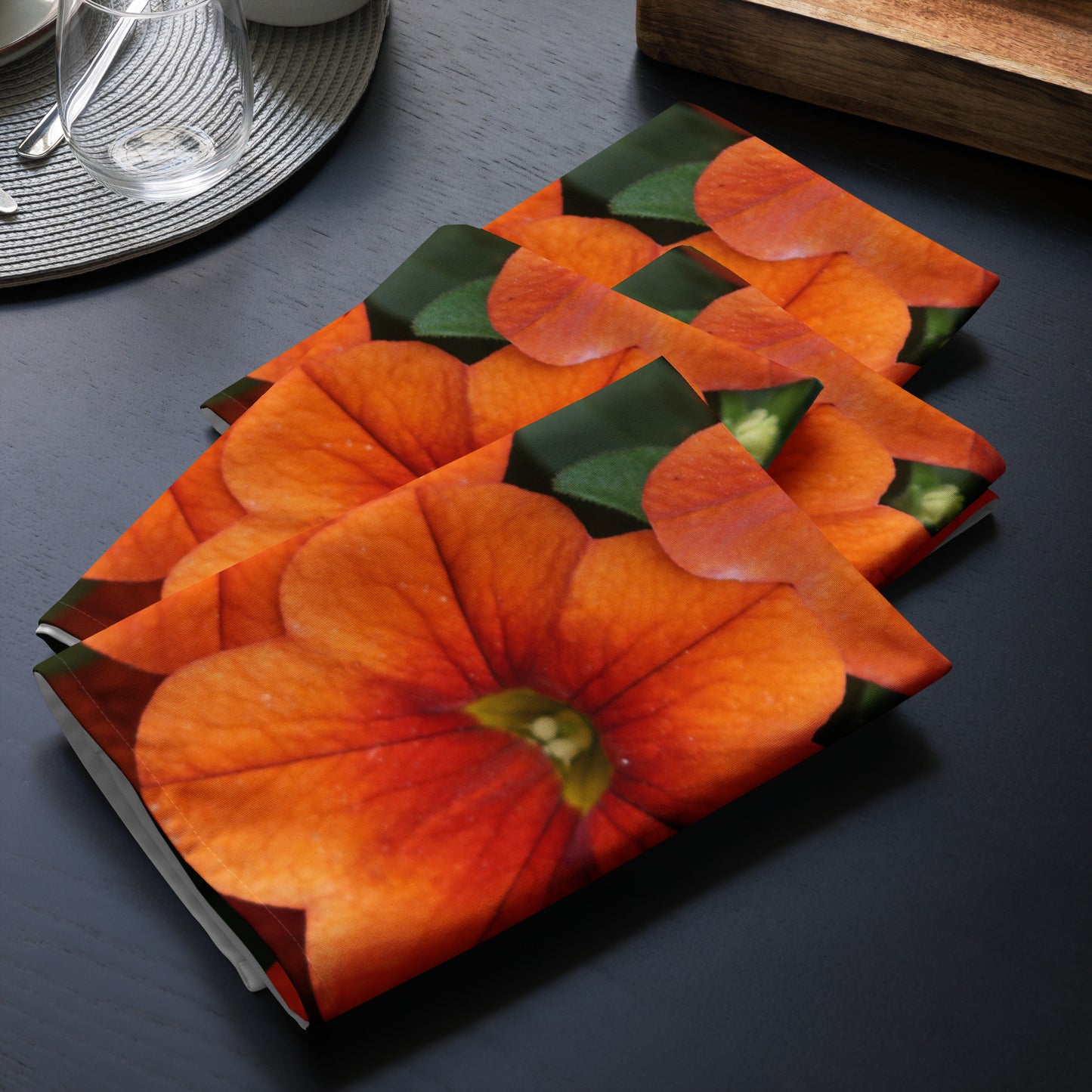 Orange petunias Cloth napkin set