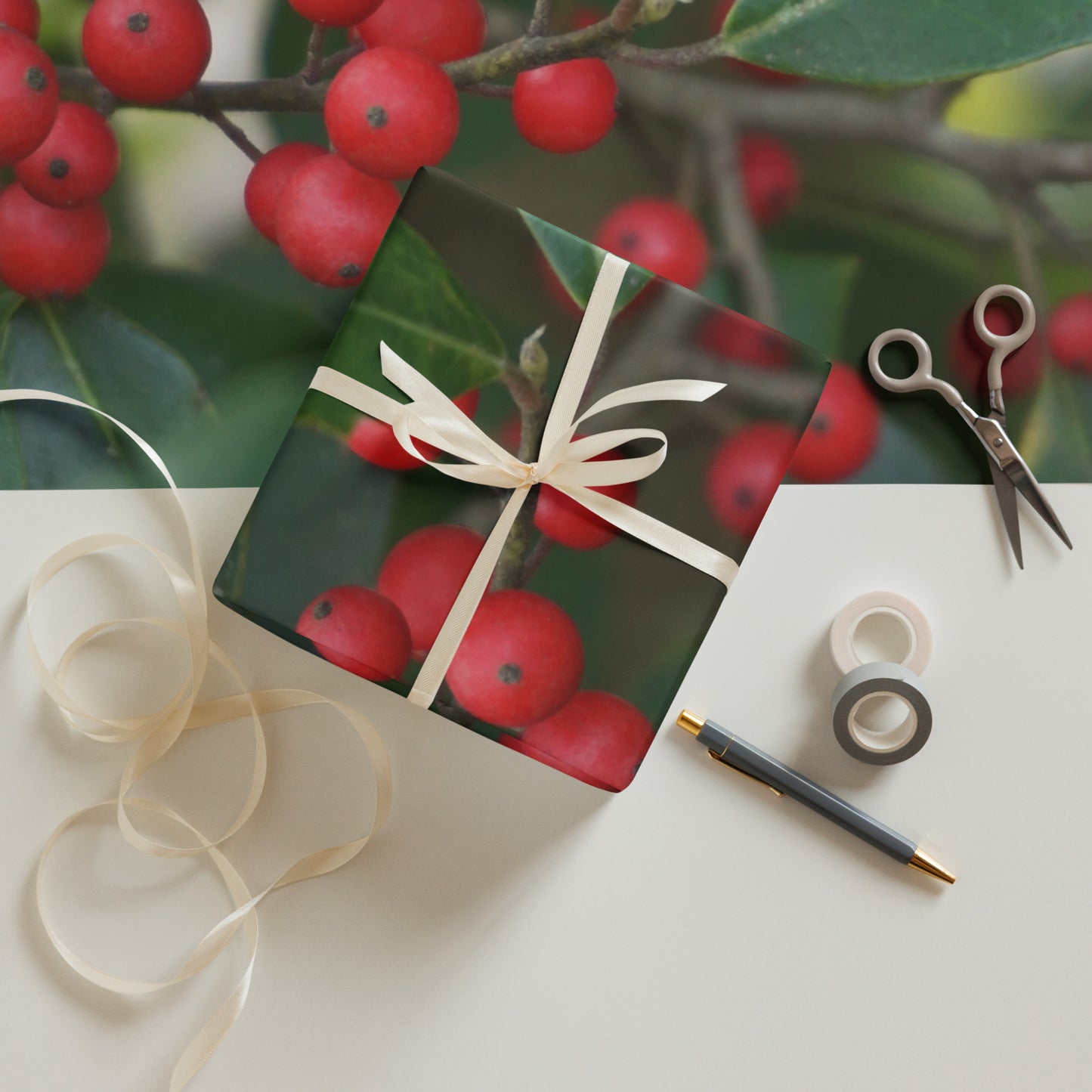 Holly Berries Wrapping paper sheets