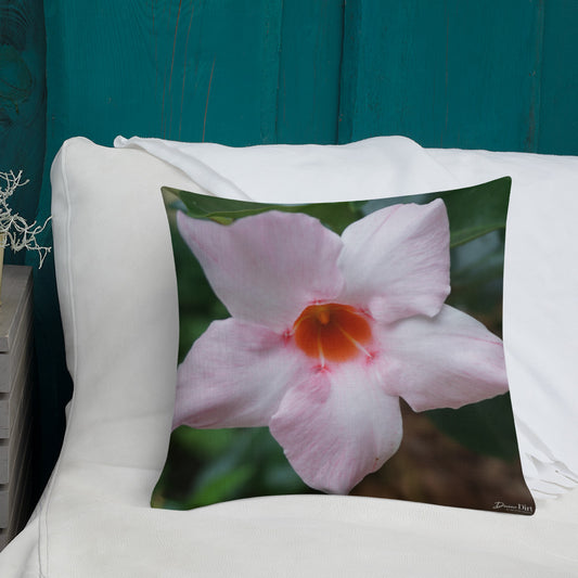 Pink Mandevilla Premium Pillow with Pink Back