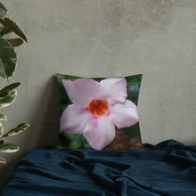 Load image into Gallery viewer, Pink Mandevilla Premium Pillow with White Back
