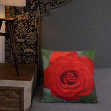 Load image into Gallery viewer, Red Rose Premium Pillow with White Back
