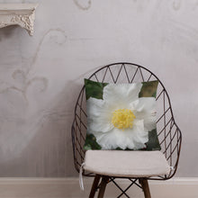 Load image into Gallery viewer, White Camellia Premium Pillow with White Back
