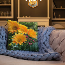 Load image into Gallery viewer, Golden Orange Gerbera Daisies Premium Pillow
