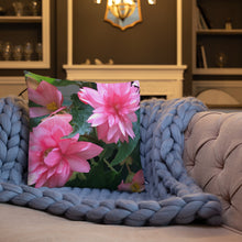 Load image into Gallery viewer, Pink Begonia Premium Pillow with Pink Back
