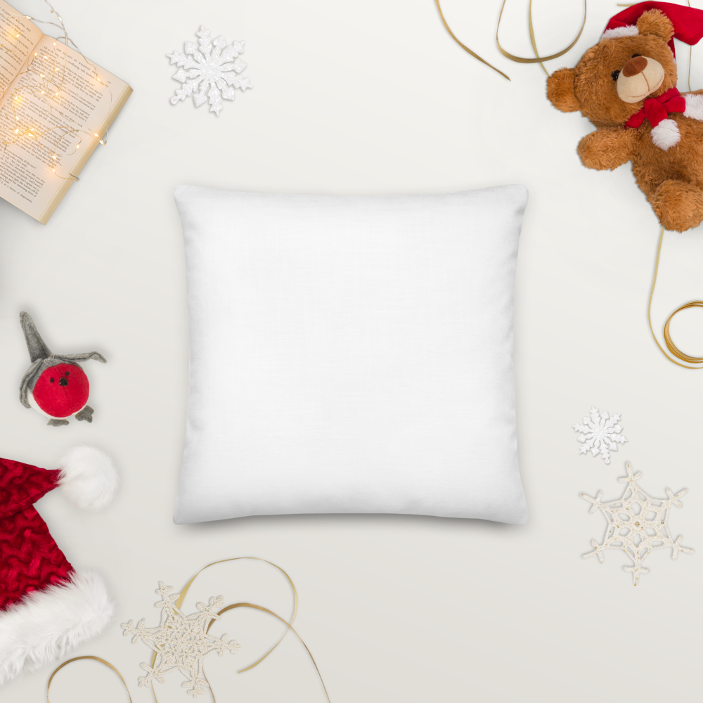 Merry Christmas Premium Pillow with White Back