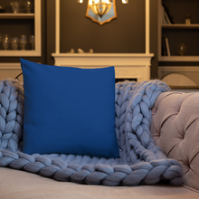 Load image into Gallery viewer, Blue Plumbago Premium Pillow with blue back
