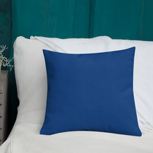 Load image into Gallery viewer, Blue Plumbago Premium Pillow with blue back
