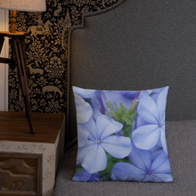 Load image into Gallery viewer, Blue Plumbago Premium Pillow with White Back

