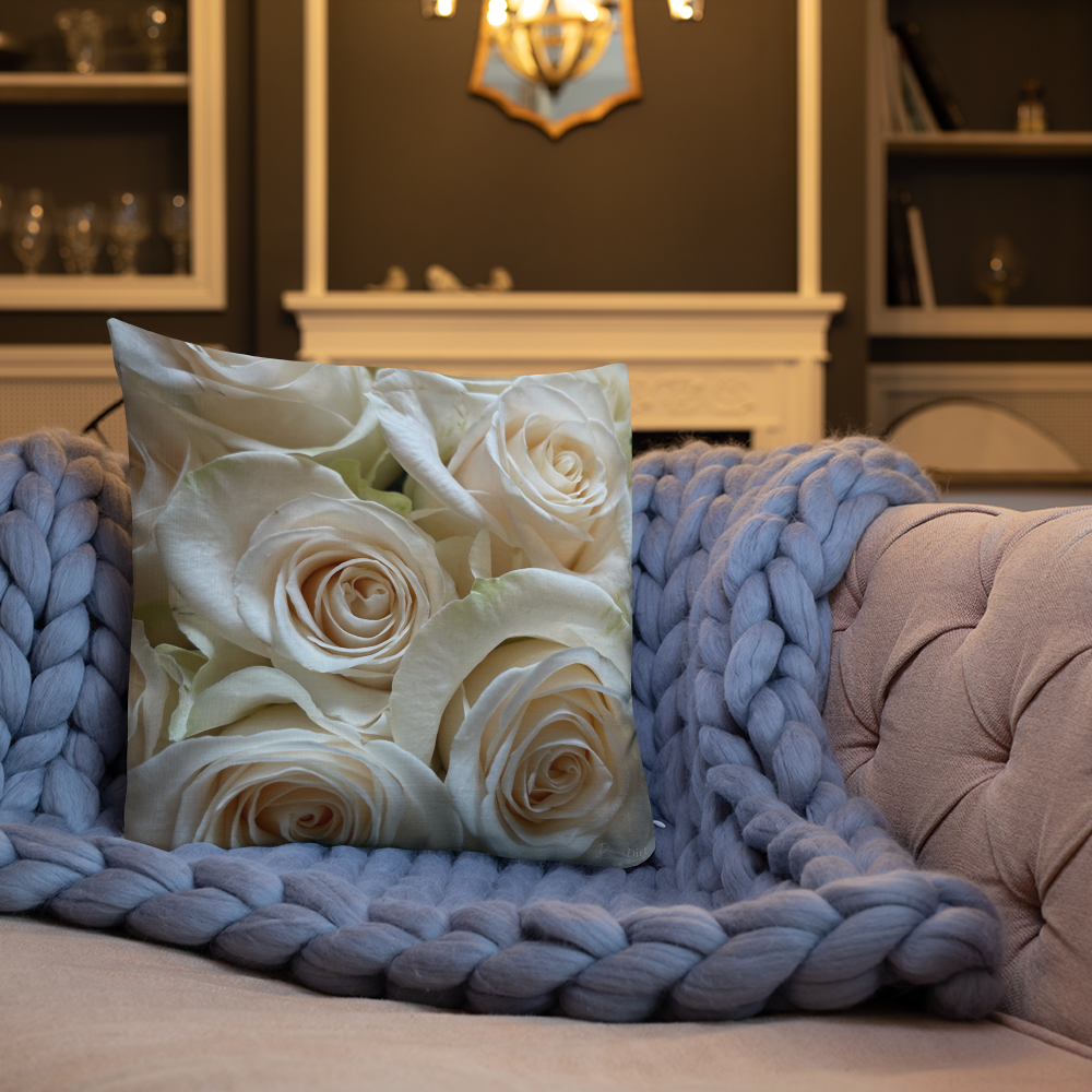 White roses Premium Pillow