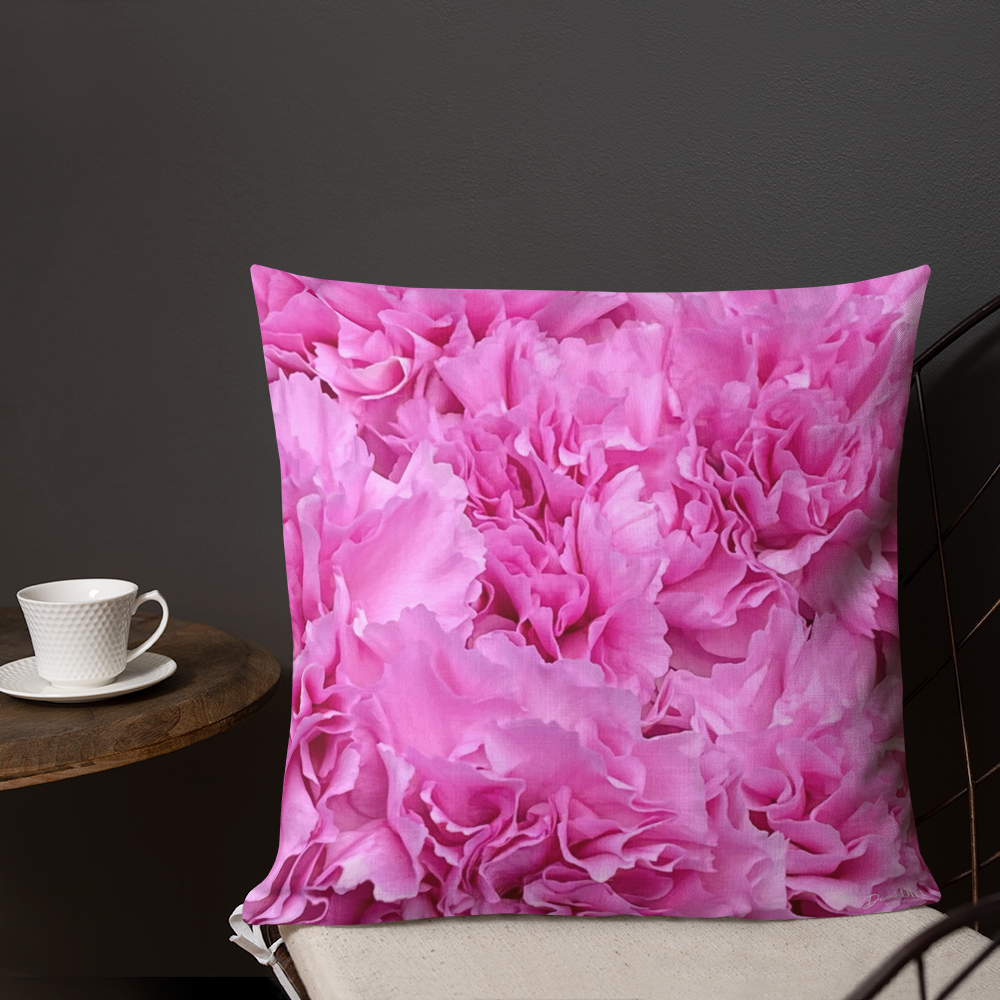 Pink Carnations Premium Pillow 18x18
