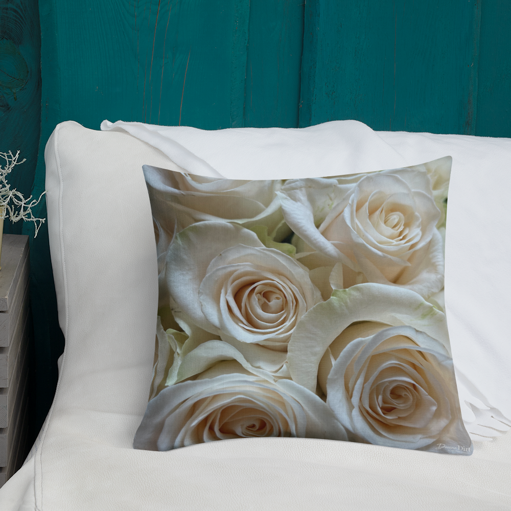 White roses Premium Pillow