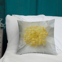Load image into Gallery viewer, White Camellia Premium Pillow with White Back
