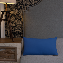 Load image into Gallery viewer, Blue Plumbago Premium Pillow with blue back
