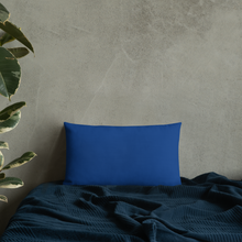 Load image into Gallery viewer, Blue Plumbago Premium Pillow &#39;Grateful&#39; with dark blue back
