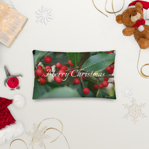 Merry Christmas Premium Pillow with Red Back