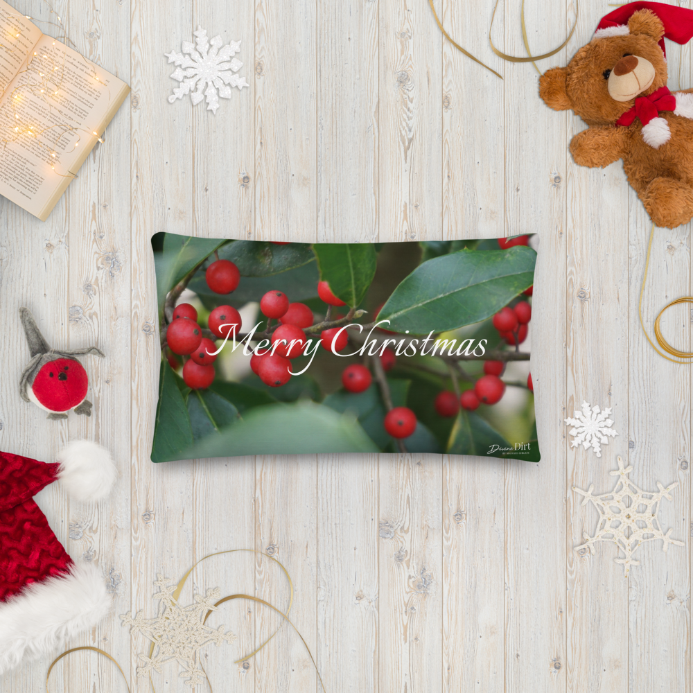 Merry Christmas Premium Pillow with White Back