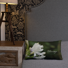 Load image into Gallery viewer, White Agapanthus Premium Pillow &#39;Blessings&#39;
