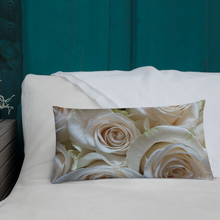 Load image into Gallery viewer, White Roses Premium Pillow with White Back

