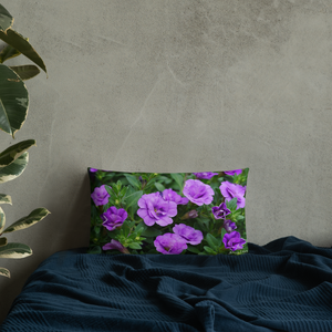 Purple Petunias Premium Pillow with light purple back