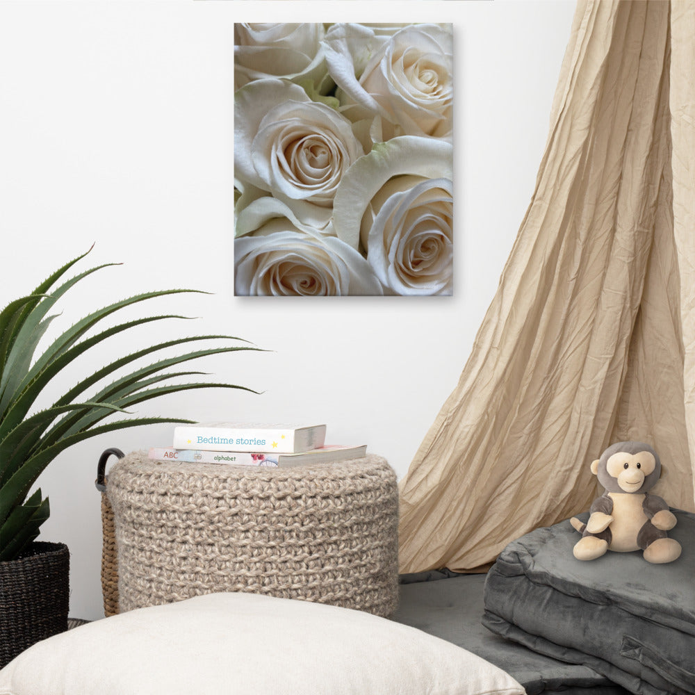 White Roses 16x20-Vertical Canvas Wall Art