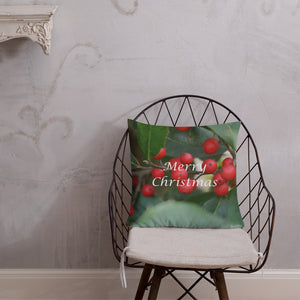 Merry Christmas  Premium Pillow with Red Back