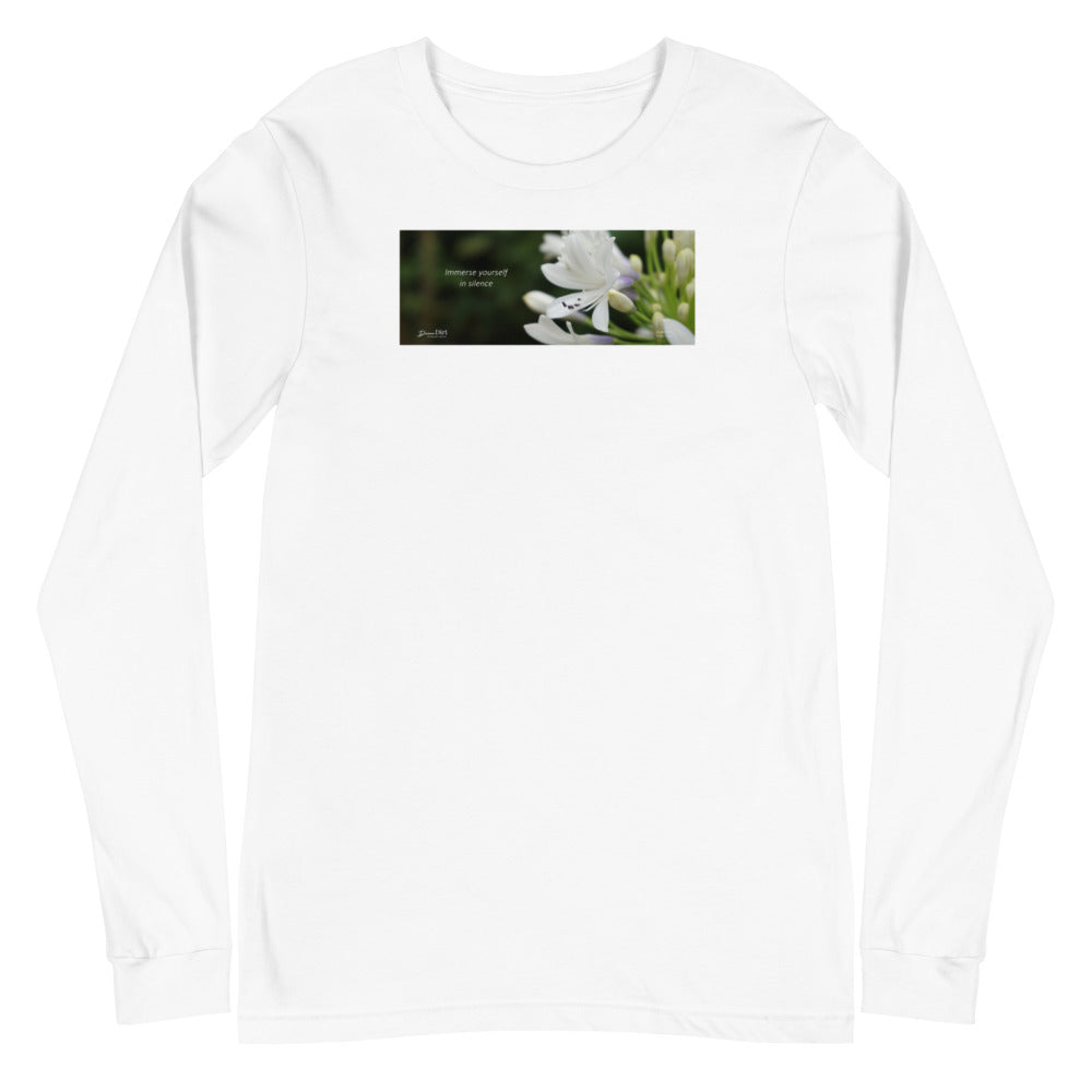 Agapanthus-Indigo Frost. “Immerse yourself in silence”.  Unisex Long Sleeve Tee