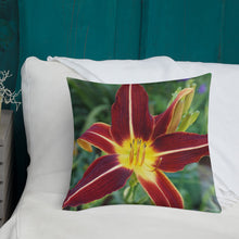 Load image into Gallery viewer, Burnt Orange Daylily Premium Pillow with White Back
