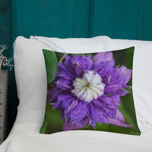 Load image into Gallery viewer, Purple Clematis Premium Pillow with White Back
