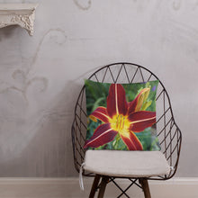 Load image into Gallery viewer, Burnt Orange Daylily Premium Pillow with White Back
